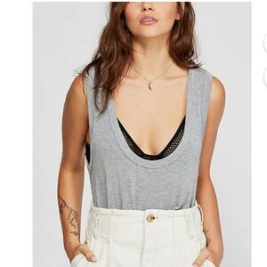 Free People We The Free Take The Plunge Tank Top Gray